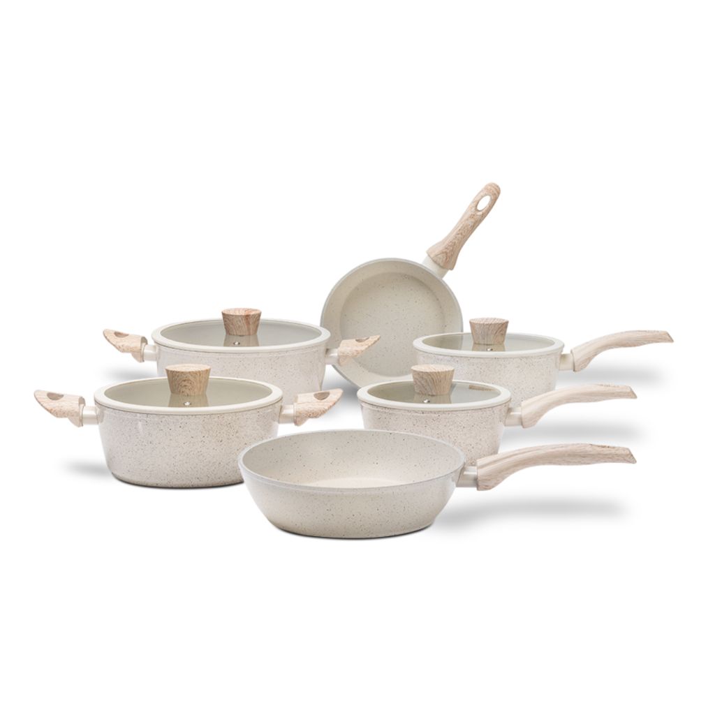 Jogo de Panelas 6 Pecas Brinox Antiaderente Ceramic Life Sirius Vanilla e Preto Com Inducao